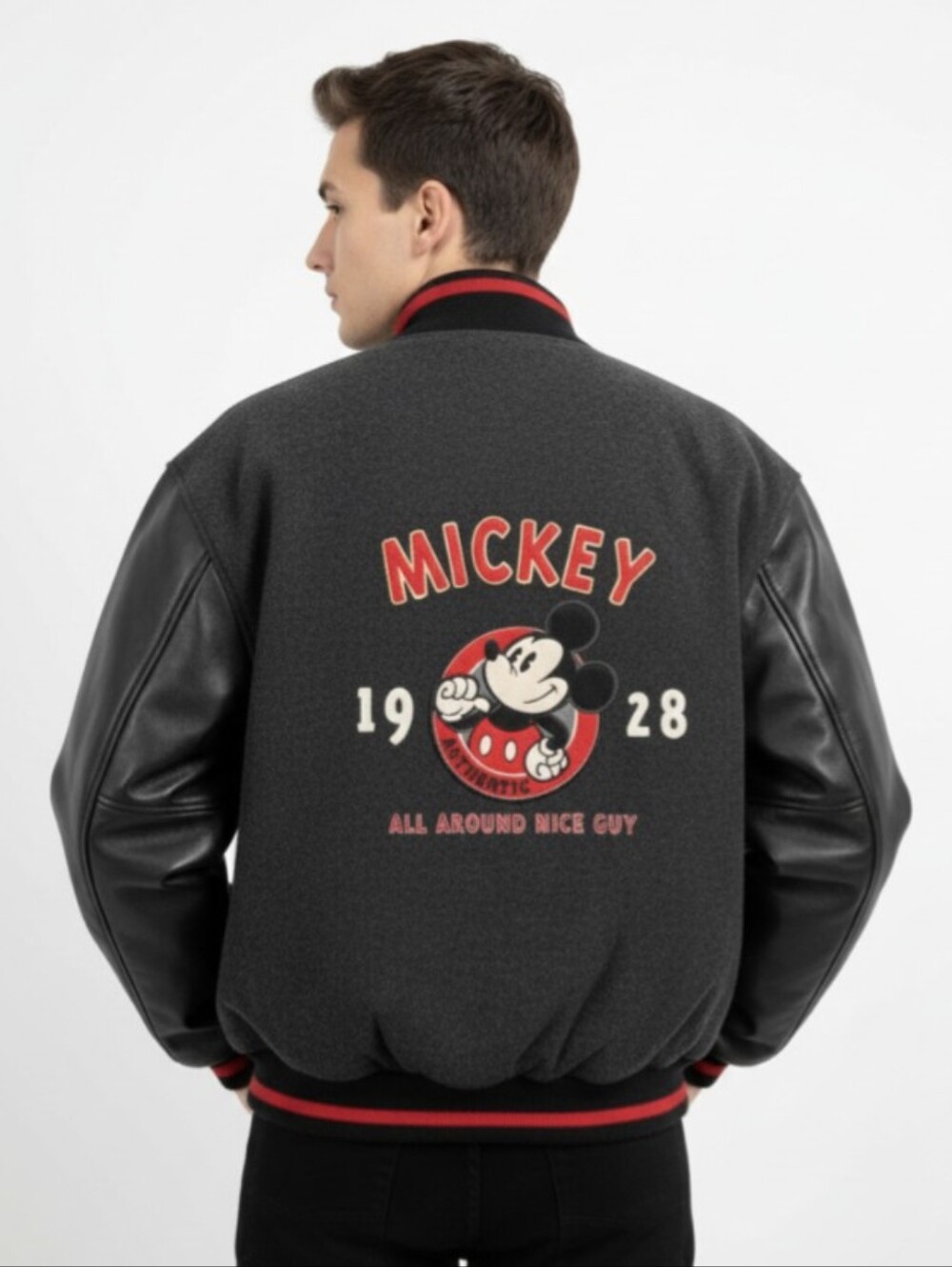 VINTAGE RARE MICKEY MOUSE! DISNEY STORE MICKEY VARSITY JACKET, RED & BLACK! SZ M